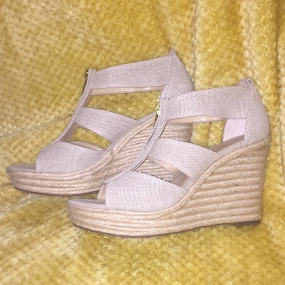 michael kors berkley weave canvas espadrille wedges
